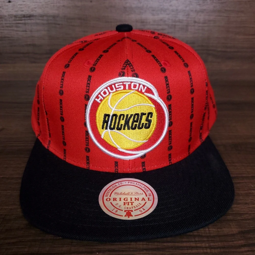 Houston Rockets Mitchell & Ness NBA Snapback Hat Cap 3D Logo Red Black‎ NWT